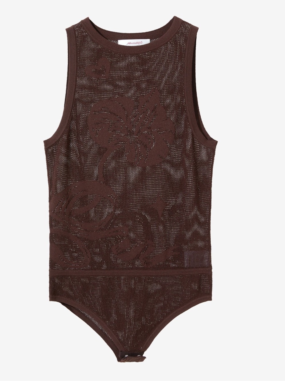 Affection BLVD Brown Mesh Knit Top